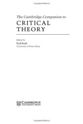 book The Cambridge companion to critical theory