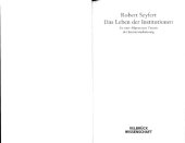 book Das Leben der Institutionen. Zu einer ALlgemeinen Theorie der Institutionalisierung