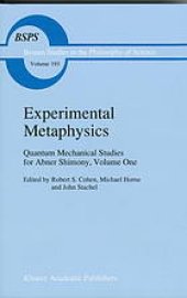 book Experimental Metaphysics  Quantum Mechanical Studies for Abner Shimony