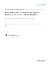 book [Article] Administrative Databases in Orthopaedic Research