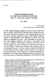 book North Mesopotamia in the late 7th century: book XV of John Bar Penkāyê’s "Riš Mellē"