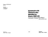 book Seminaire de Theorie des Nombres, Paris 1981-82: Seminaire Delange-Pisot-Poitou