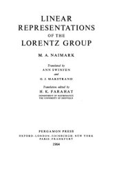 book Linear Representations of the Lorentz Group