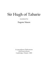 book Sir Hugh of Tabarie, translated by Eugene Mason