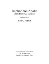 book Daphne and Apollo (from the Ovide moralisé), translated by Ross G. Arthur