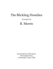 book The Blickling homilies, translated by R. Morris