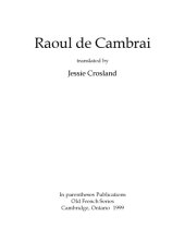 book Raoul de Cambrai, translated by Jessie Crosland