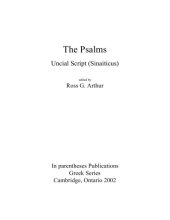 book The Psalms : uncial script (Sinaiticus), edited Ross G. Arthur