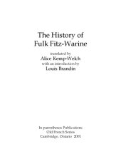 book The history of Fulk Fitz-Warine, translated by Alice Kemp-Welch, with an introduction by Louis Brandin