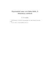 book Exponential sums over finite fields, I: elementary methods