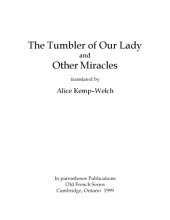 book The tumbler of Our Lady and other miracles, translated by Alice Kemp-Welch