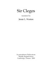 book Sir Cleges, translated by Jessie L. Weston