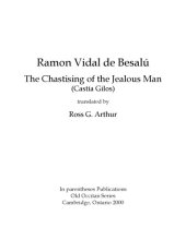 book The chastising of the jealous man (Castía Gilos), translated by Ross G. Arthur