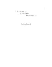 book Programs, grammars, arguments