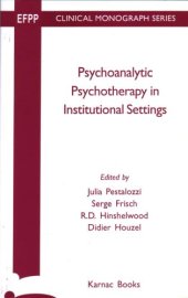 book Psychoanalytic Psychotherapy Instituitional Settings