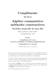 book Compléments, exercices, problèmes et solutions supplémentaires, pour le livre: Algèbre commutative, méthodes constructives: Modules projectifs de type fini