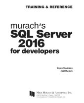 book Murach’s SQL Server 2016 for Developers