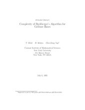 book Complexity of Buchberger’s algorithm for Gröbner bases