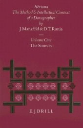 book Aëtiana: The Method and Intellectual Context of a Doxographer, Volume I: The Sources