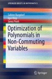 book Optimization of Polynomials in Non-Commuting Variables