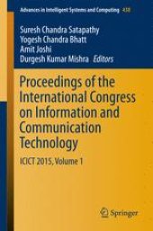 book Proceedings of the International Congress on Information and Communication Technology: ICICT 2015, Volume 1