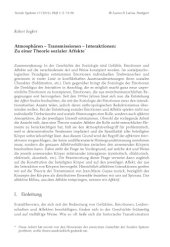 book Atmosphären – Transmissionen – Interaktionen: Zu einer Theorie sozialer Affekte, in: Soziale Systeme Zeitschrift für soziologische Theorie