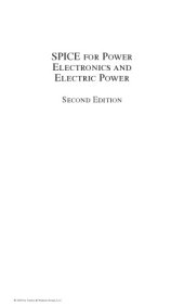 book SPICE for Power Electronics and Electric Power