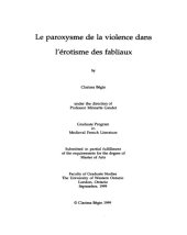 book Le paroxysme de la violence dans l’érotisme des fabliaux