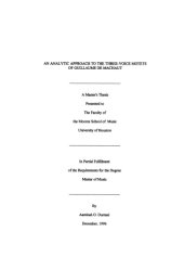 book An analytic approach to the three-voice motets of Guillaume de Machaut