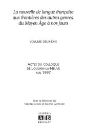 book La nouvelle de langue française aux frontières des autres genres, du Moyen Âge à nos jours