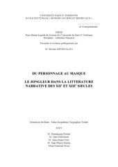 book Du personnage au masque : le jongleur dans la littérature narrative des XIIe et XIIIe siècles