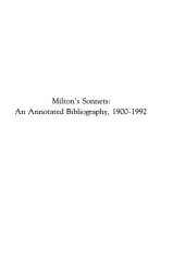 book Milton’s sonnets : an annotated bibliography, 1900-1992