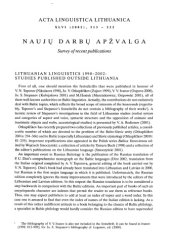 book Lithuanian linguistics 1998–2002: Studies published outside Lithuania.