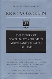 book The Theory of Governance and Other Miscellaneous Papers: 1921-1938