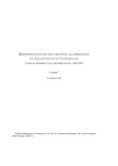 book Représentations des groupes algébriques et équations fonctionnelles