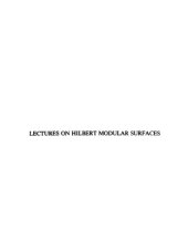 book Lectures on Hilbert Modular Surfaces