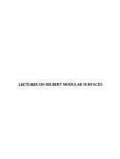 book Lectures on Hilbert Modular Surfaces