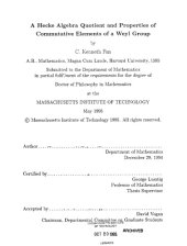 book A Hecke algebra quotient and properties of commutative elements of a Weyl group