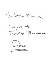 book Analysis of Transport Phenomena : Solution Manual