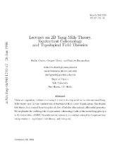 book Lectures on 2D Yang-Mills, Equivariant cohomology, and topological field theories