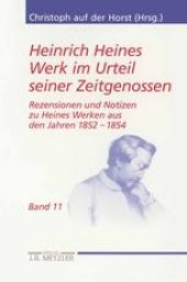 book Heinrich Heines Werk im Urteil seiner Zeitgenossen: Rezensionen und Notizen zu Heines Werken aus den Jahren 1852 bis 1854