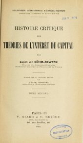 book Histoire Critique des Théories de l’Intérêt du Capital