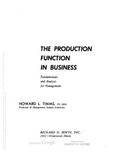 book The production function in business: fundamentals and analysis for management