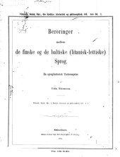 book Beröringer mellem de finske og de baltiske (litauisk-lettiske) sprog