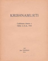 book Krishnamurti : conférences données à Ojai, U.S.A., 1944