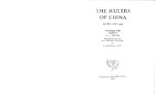 book Rulers of China, 221 B.C. - A.D. 1949