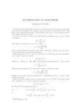 book An Introduction to Galois Theory [Lecture notes]