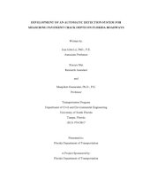 book Development of an automatic detection system for measuring pavement crack depth on Florida roadways