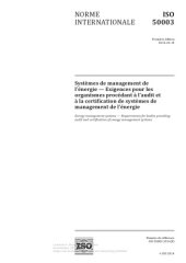 book ISO 50003 (F) Systèmes de management de  l’énergie — Exigences pour les  organismes procédant à l’audit et à la certification de management de l’énergie