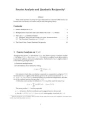 book Fourier Analysis and Quadratic Reciprocity [expository notes]